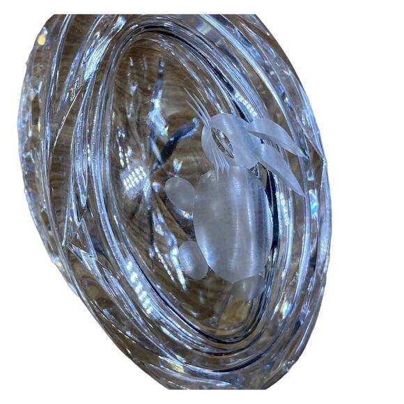 Vintage Rogaska Lead Crystal Slovenia Oval Trinket Box Etched Bunny Rabbit - Picture 9 of 11